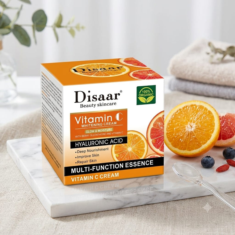 Pack Éclat Vitamine C 4 EN 1 Glow & Moisture Whitening Skin Care Ensemble Complet– Savon visage -Sérum visage- Nettoyant visage -Crème visage hydratante