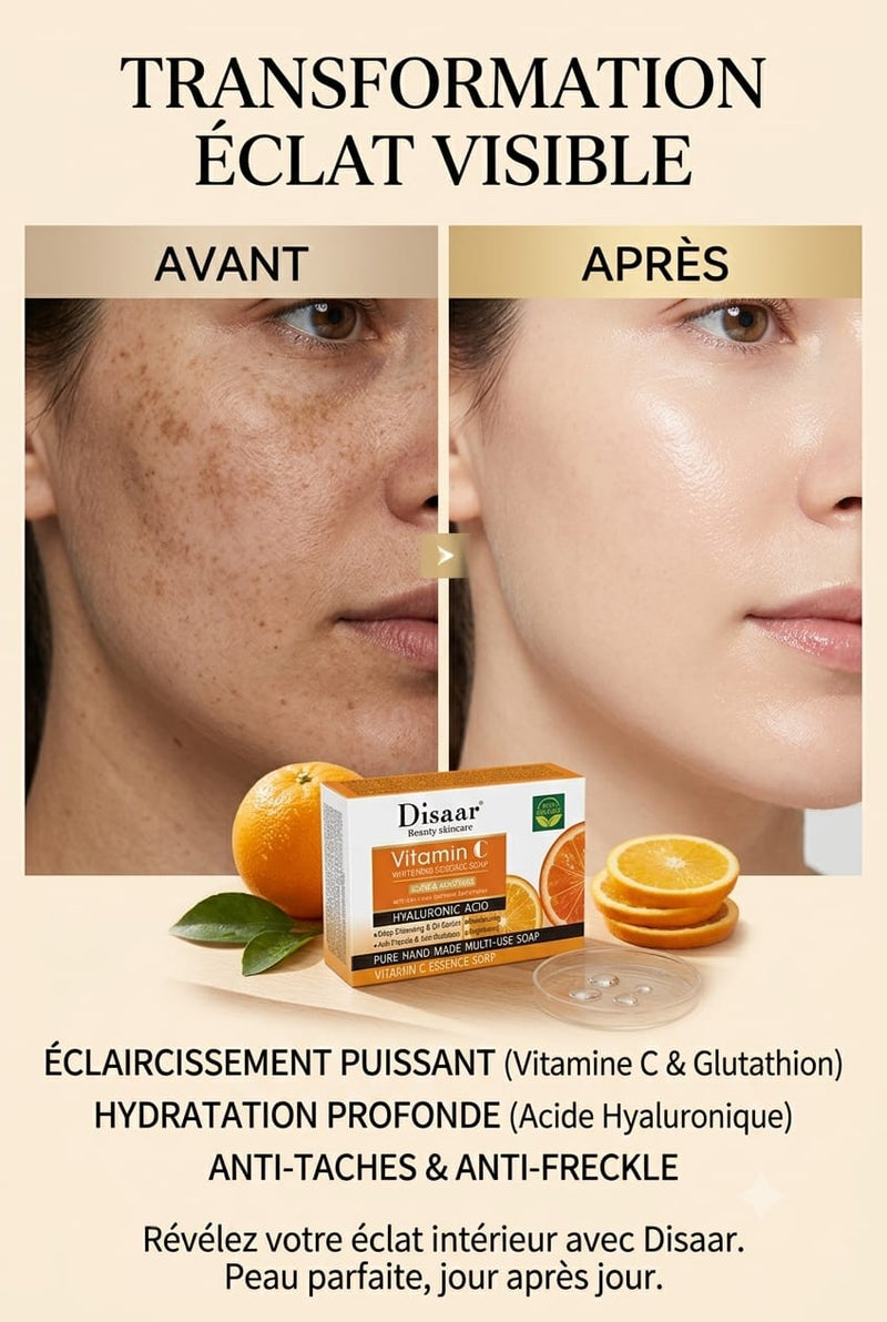 Pack Éclat Vitamine C 4 EN 1 Glow & Moisture Whitening Skin Care Ensemble Complet– Savon visage -Sérum visage- Nettoyant visage -Crème visage hydratante
