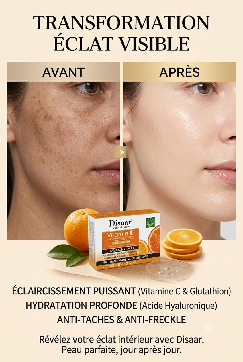 Pack Éclat Vitamine C 4 EN 1 Glow & Moisture Whitening Skin Care Ensemble Complet– Savon visage -Sérum visage- Nettoyant visage -Crème visage hydratante