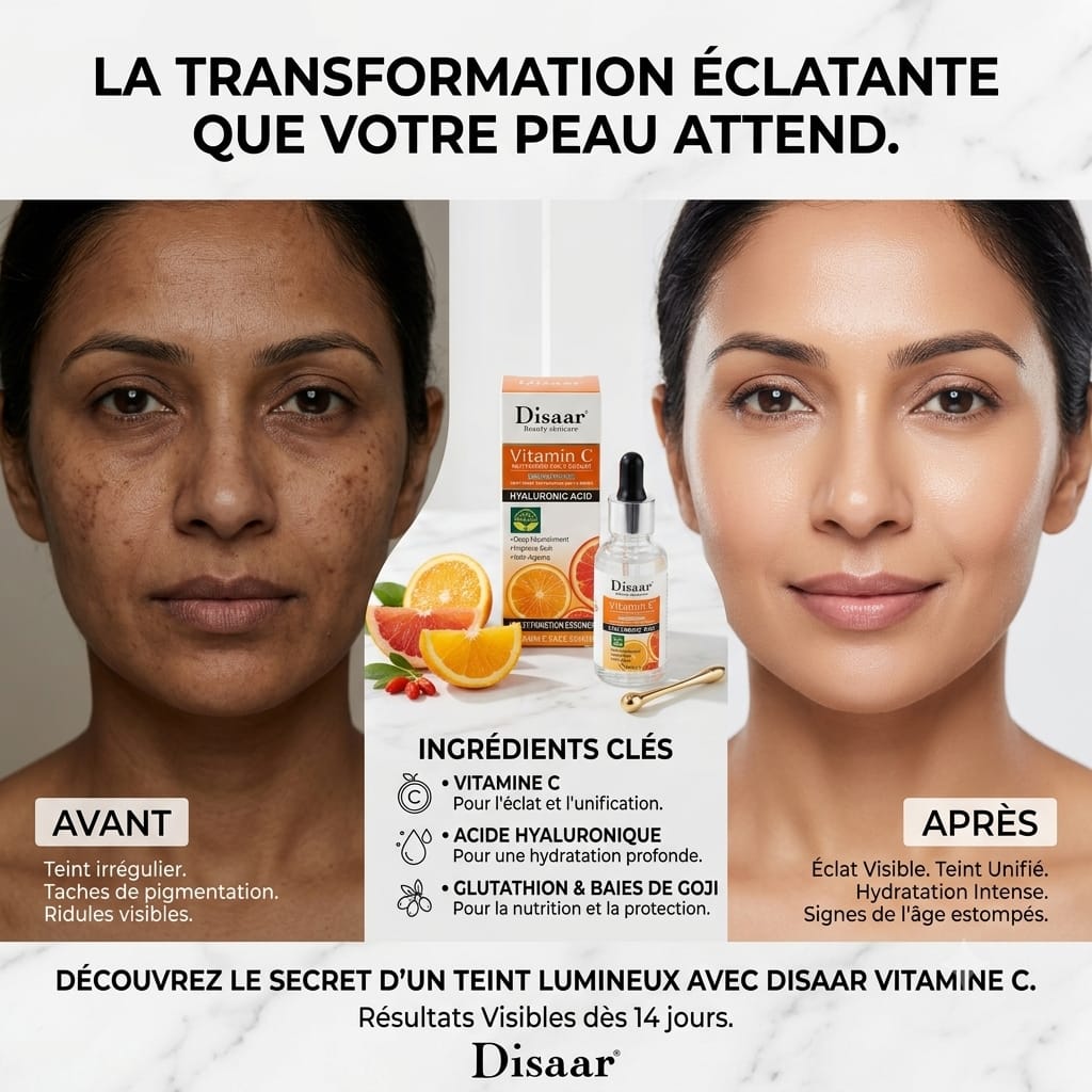Pack Éclat Vitamine C 4 EN 1 Glow & Moisture Whitening Skin Care Ensemble Complet– Savon visage -Sérum visage- Nettoyant visage -Crème visage hydratante