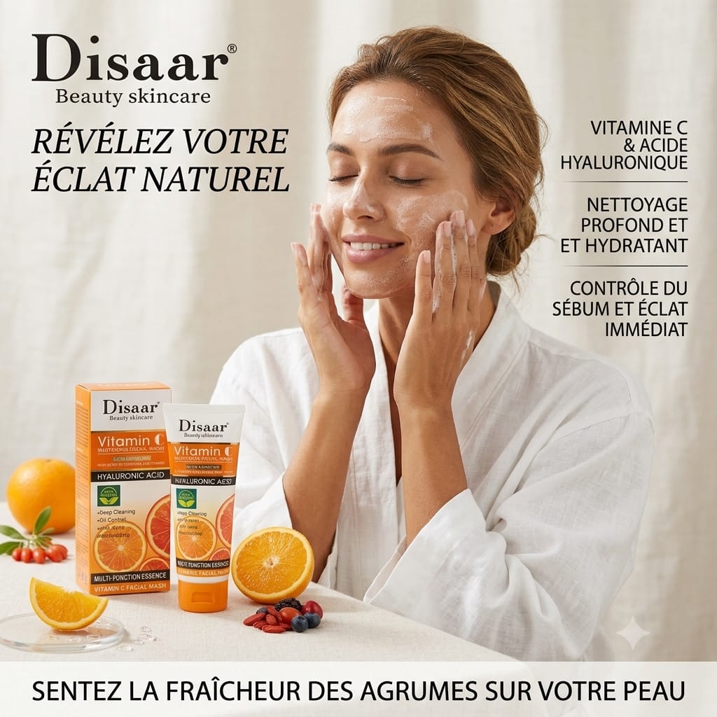 Pack Éclat Vitamine C 4 EN 1 Glow & Moisture Whitening Skin Care Ensemble Complet– Savon visage -Sérum visage- Nettoyant visage -Crème visage hydratante