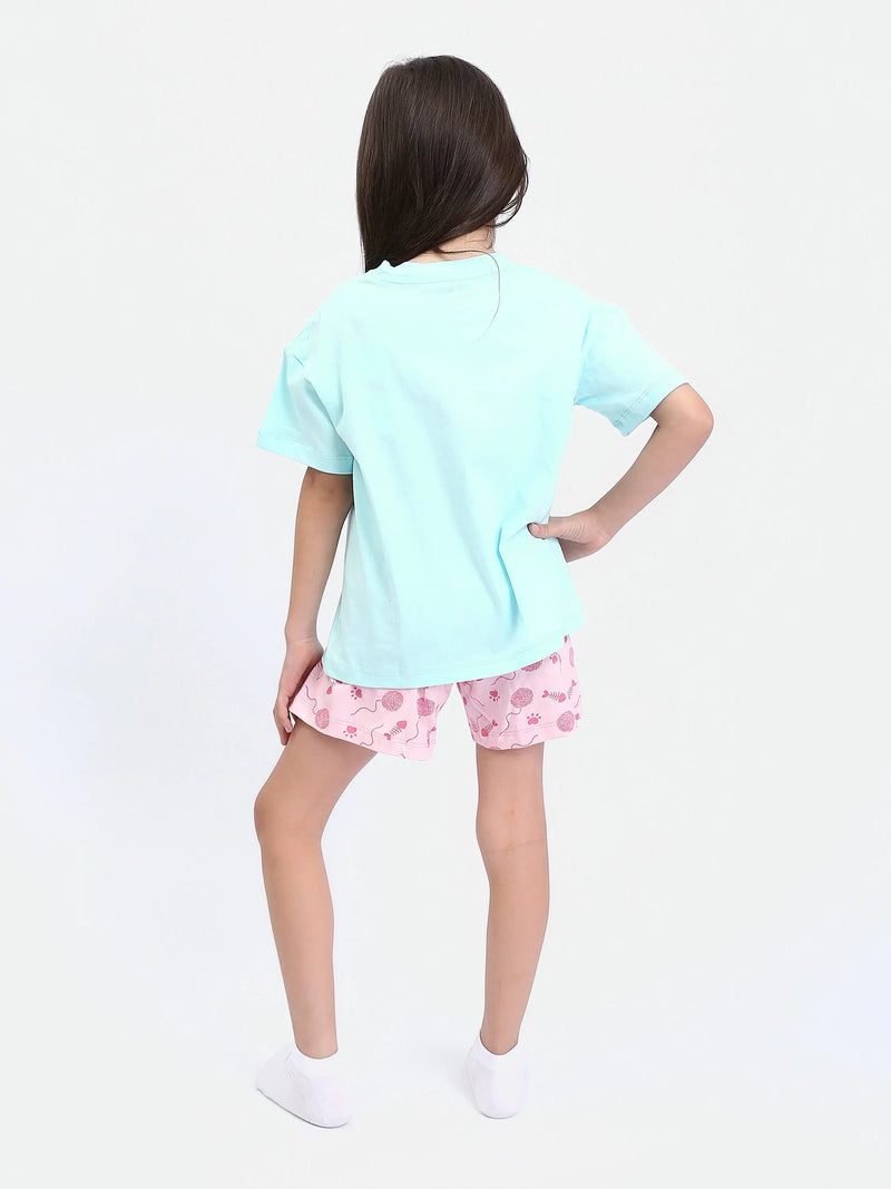 بيجامة أطفال بناتي 2 قطعه قطن 100 % - PJS24SSNA71018MG1