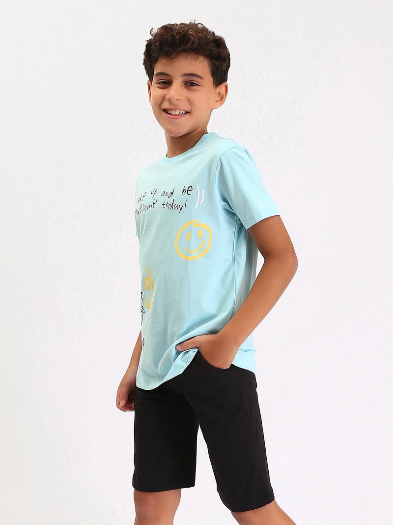 Pyjama Ado Garçon 2 Pièces Été – T-shirt Imprimé + Short - PJS25SSNP77039MJ1