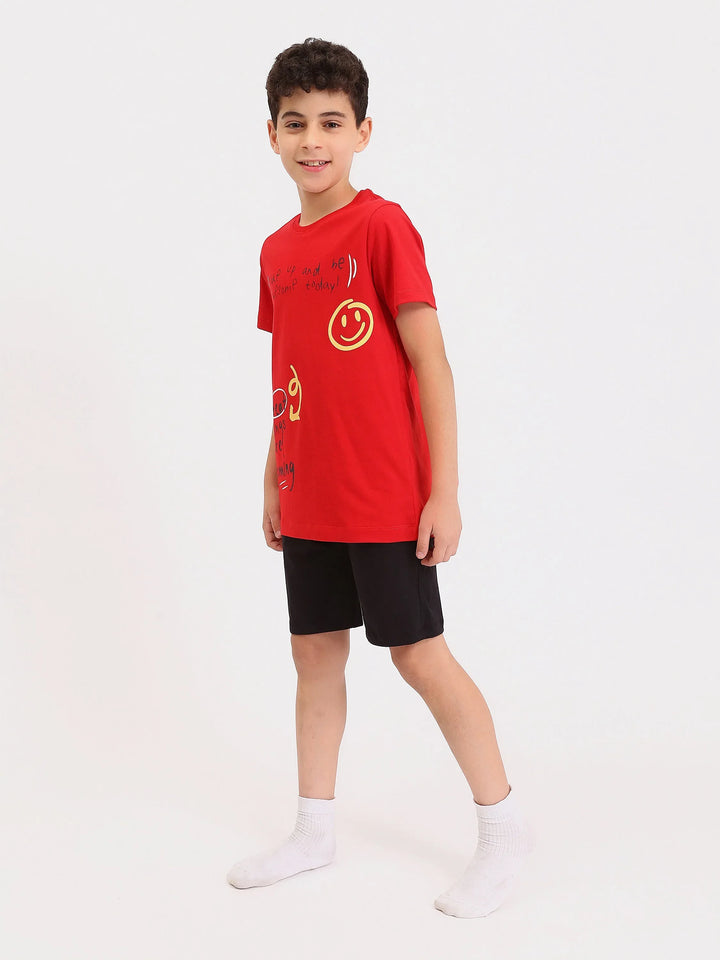 Pyjama Ado Garçon 2 Pièces Été – T-shirt Imprimé + Short - PJS25SSNP77039MJ1