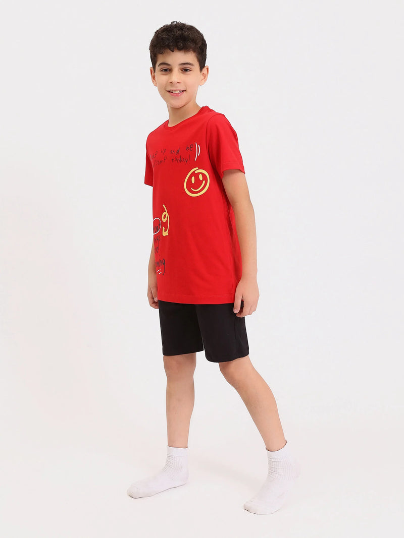 Pyjama Ado Garçon 2 Pièces Été – T-shirt Imprimé + Short - PJS25SSNP77039MJ1