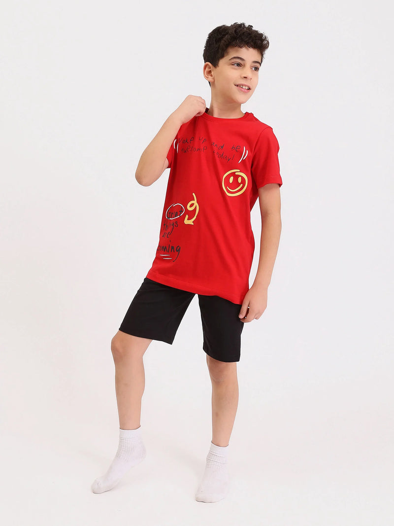 Pyjama Ado Garçon 2 Pièces Été – T-shirt Imprimé + Short - PJS25SSNP77039MJ1