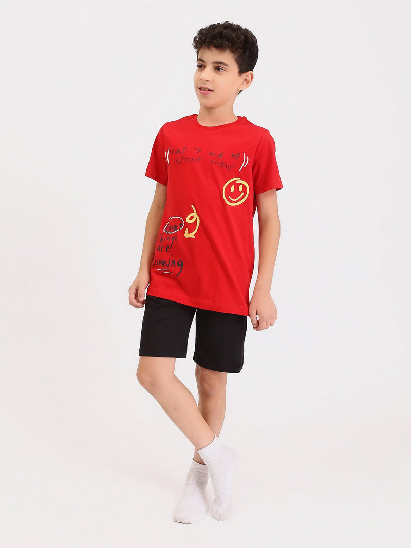 Pyjama Ado Garçon 2 Pièces Été – T-shirt Imprimé + Short - PJS25SSNP77039MJ1