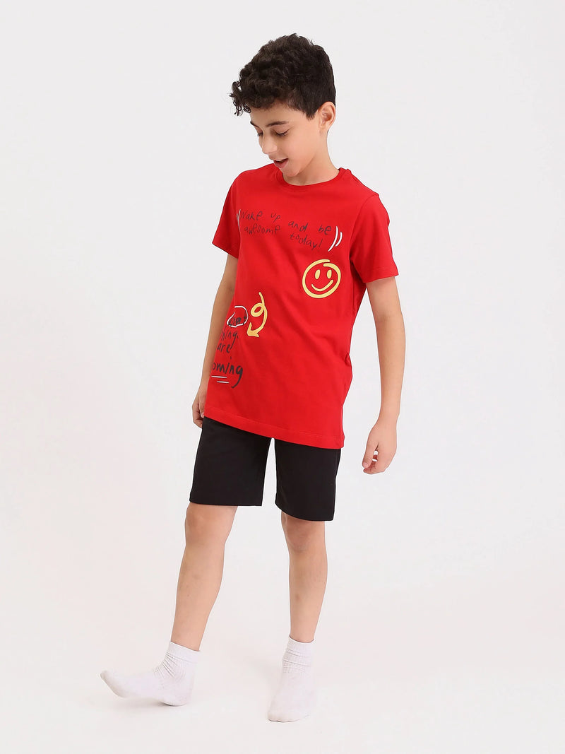 Pyjama Ado Garçon 2 Pièces Été – T-shirt Imprimé + Short - PJS25SSNP77039MJ1