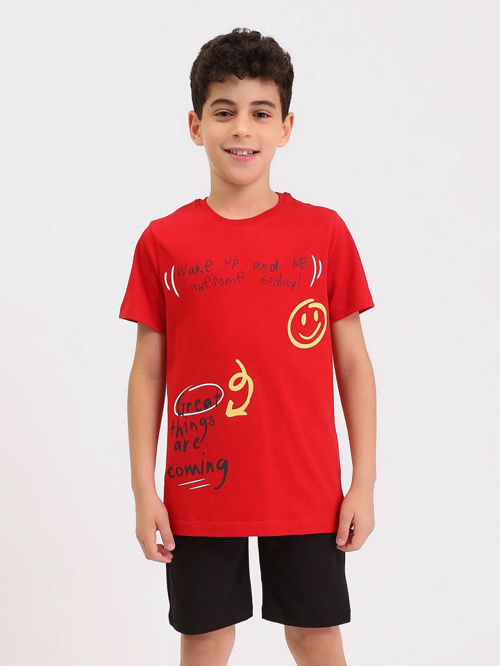Pyjama Ado Garçon 2 Pièces Été – T-shirt Imprimé + Short - PJS25SSNP77039MJ1