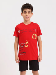 Pyjama Ado Garçon 2 Pièces Été – T-shirt Imprimé + Short - PJS25SSNP77039MJ1 - Justyol