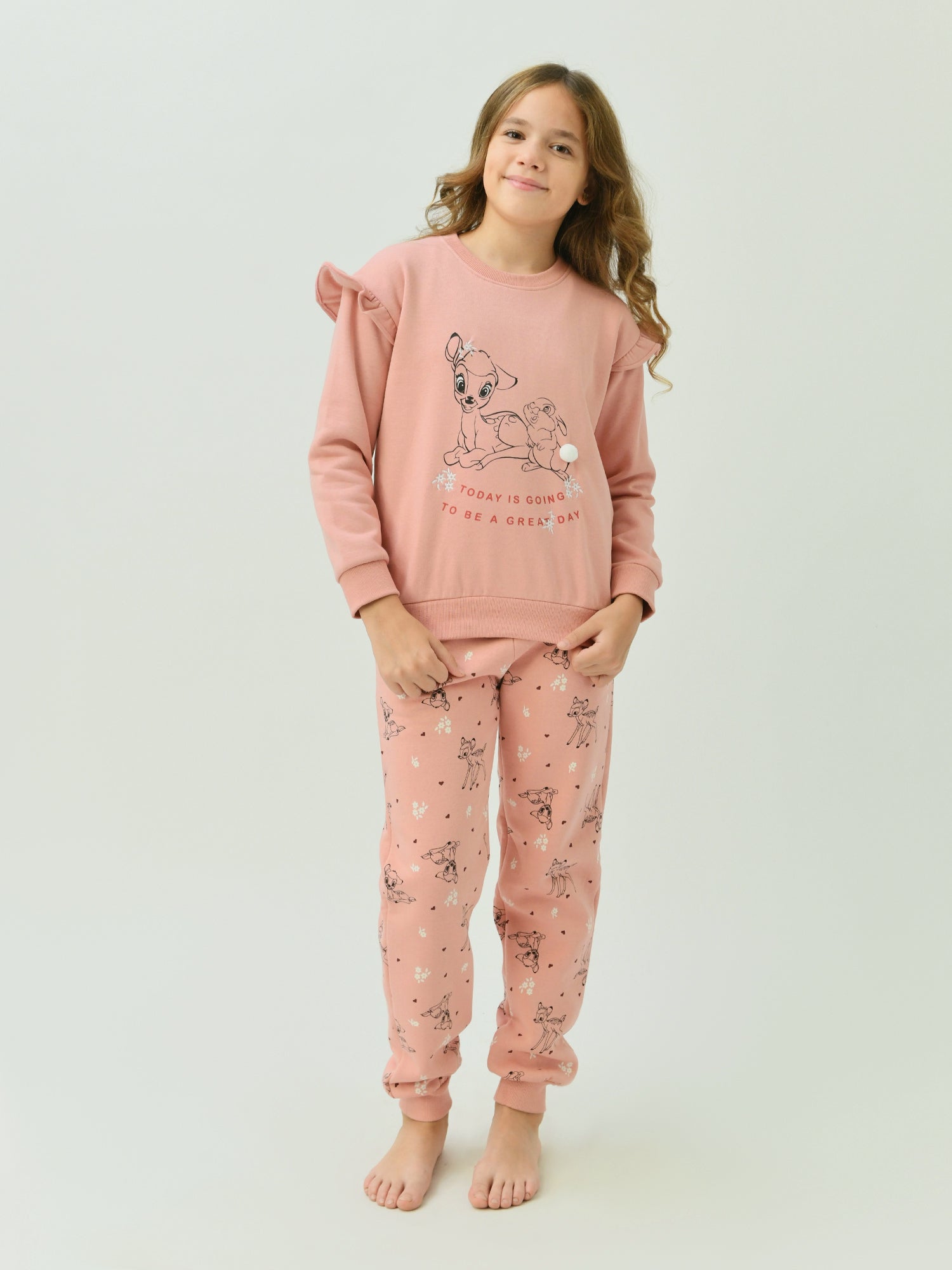 Pyjama ado fille 2 pièces avec motif Bambi et détails volants – PJS25WPNA71326MR1