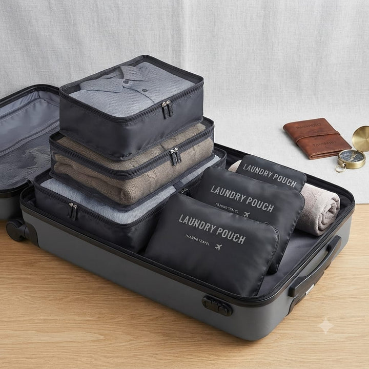 sacs de rangement et organisateurs de valise de voyage 3 cubes et 3 pouchettes