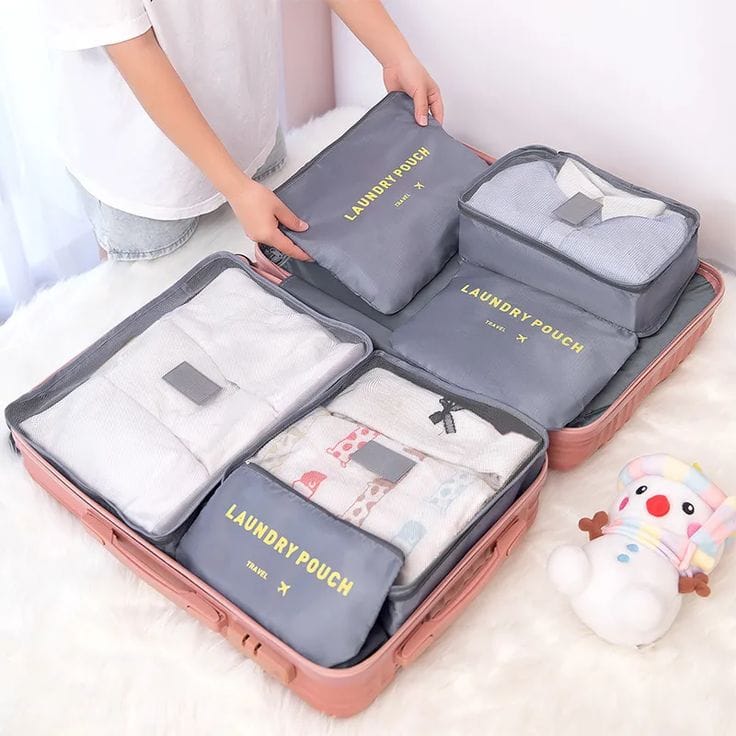sacs de rangement et organisateurs de valise de voyage 3 cubes et 3 pouchettes