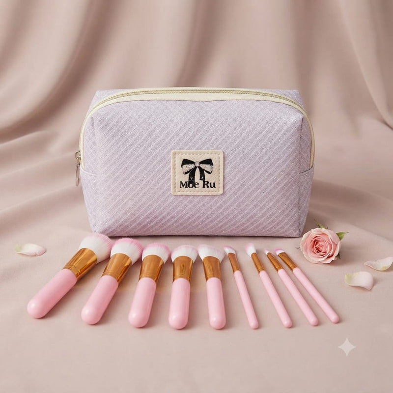 Kit de 10 pinceaux prestigieux avec trousse de rangement élégante et luxueuse