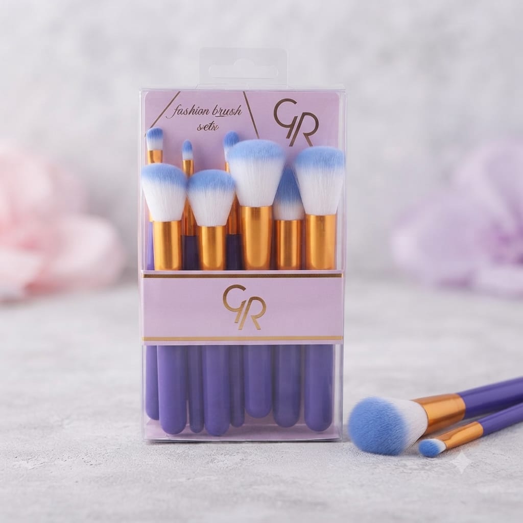 Set de 10 Pinceaux de Maquillage Professionnels avec Trousse – Teint, Yeux, Lèvres – Usage Quotidien