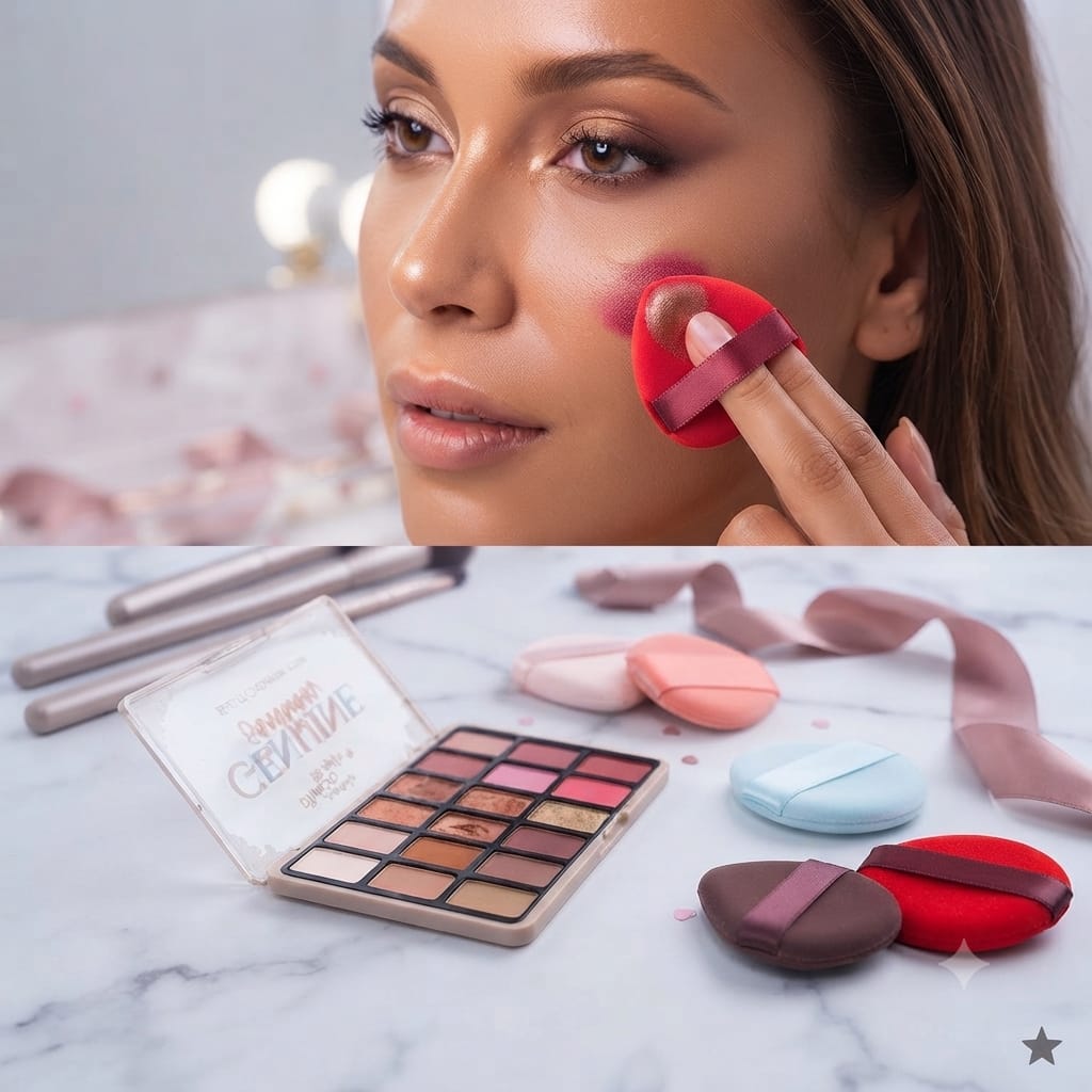 Kit Beauté Complet avec Palette de maquillage 21 couleurs, 5 mini Éponges et Trousse WASHBAG