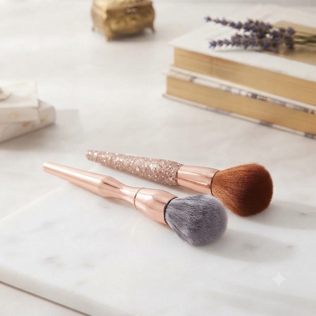 2 pinceaux luxieux brush à poils souples de maquillage