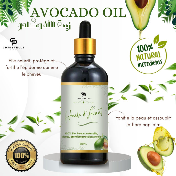 Huile d'Avocat - 100% Naturelle bio - Riche en Vitamines - Hydratante - Anti-âge 50ML