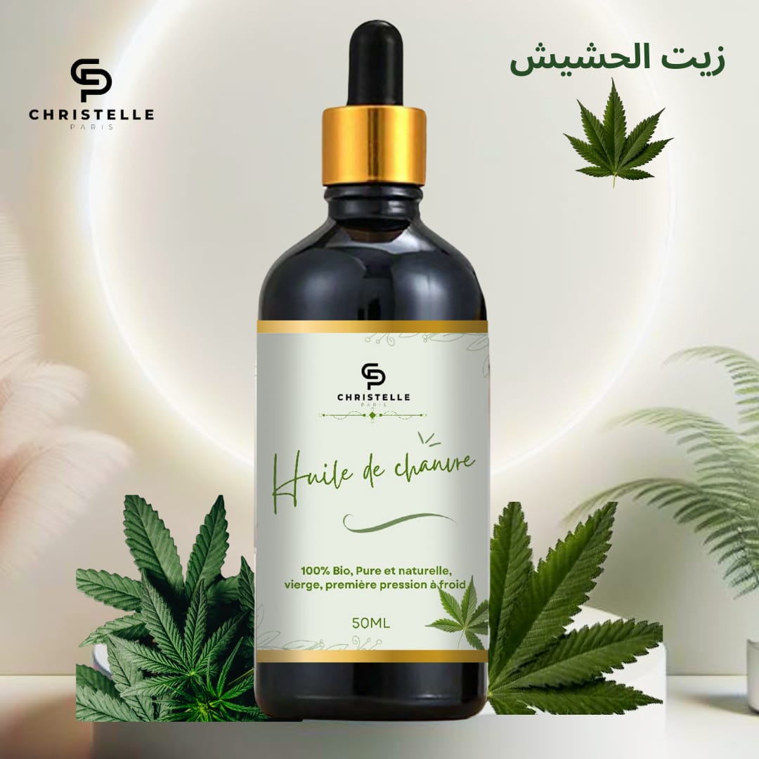 Huile de Chanvre 100% Naturelle et Bio- Soin Naturel Cheveux & Peau -50ML-