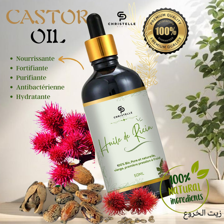 Huile de Ricin - 100% Naturelle bio - Riche en Vitamines - Hydratante - Anti-âge 50ML-