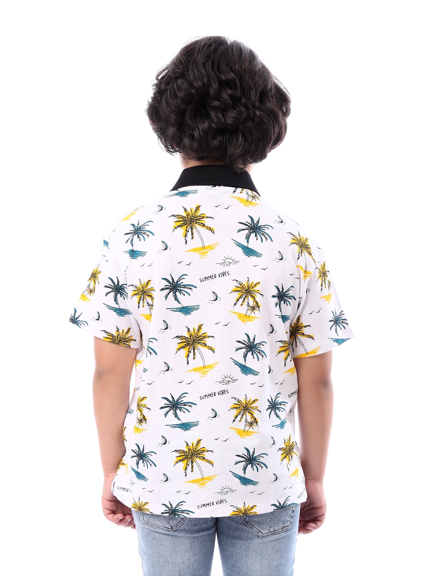 T-shirt polo pour garçon avec des impressions estivales - POS24SAMR31290TB1