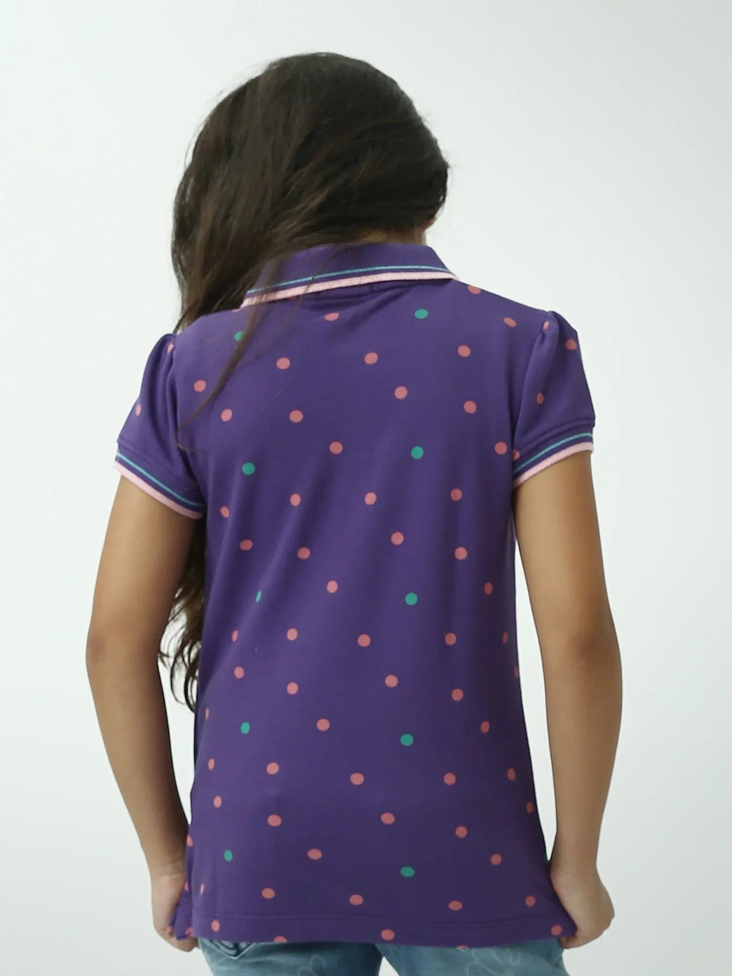 Polo fille à pois manches courtes col boutonné – POS24SAPI71010MG1 - Justyol