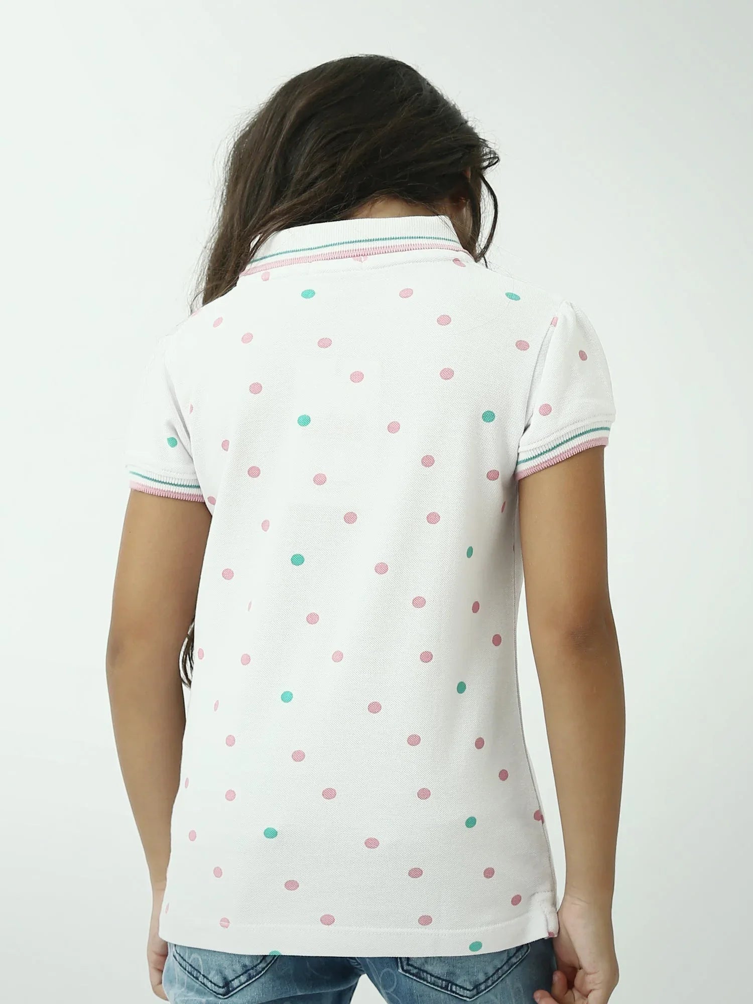 Polo fille à pois manches courtes col boutonné – POS24SAPI71010MG1 - Justyol