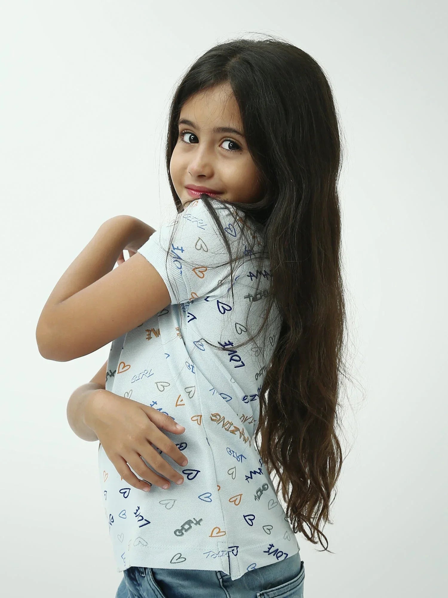 Polo fille imprimé cœurs & messages – col classique, été - POS24SAPI71011MG1 - Justyol