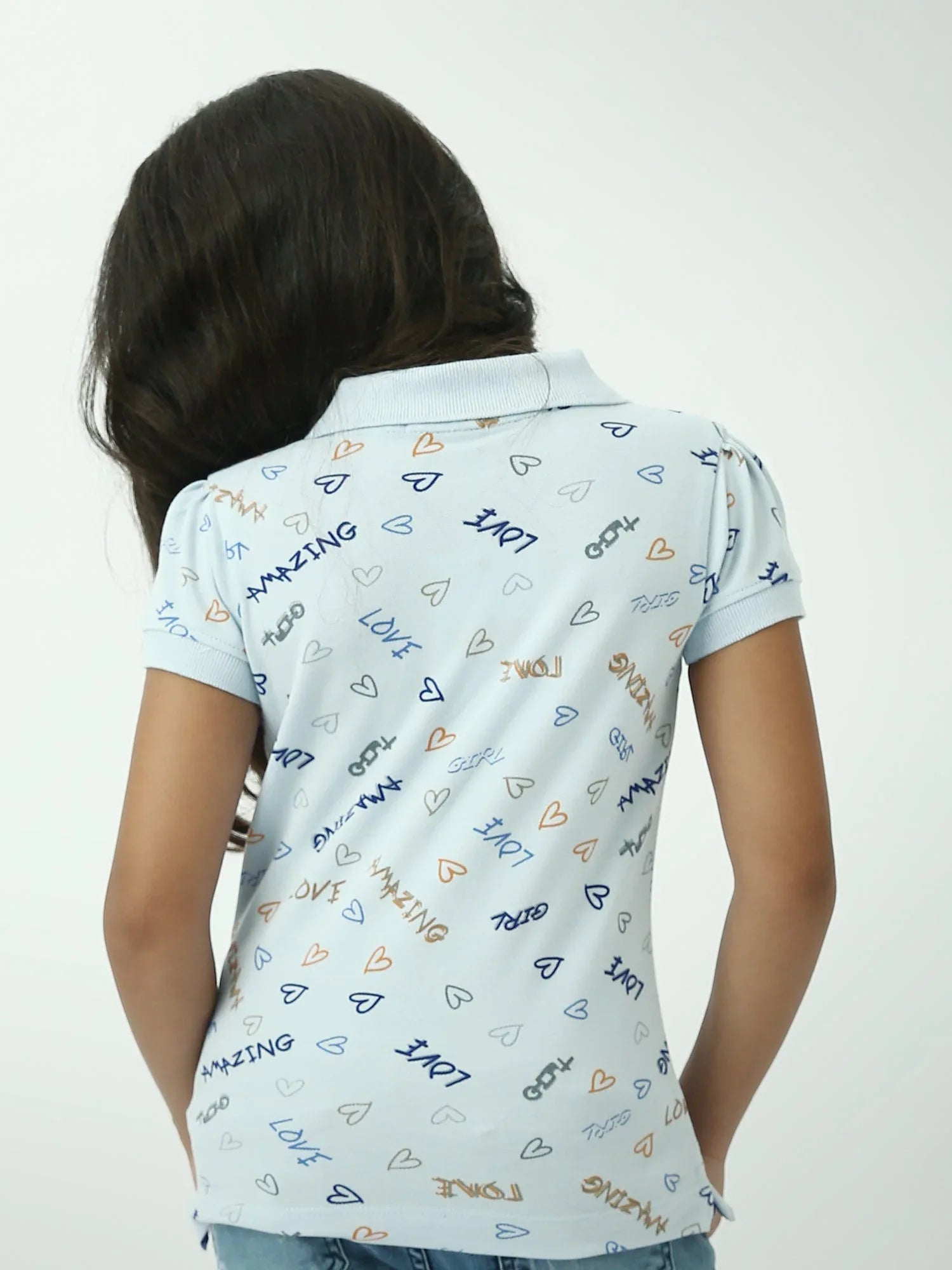 Polo fille imprimé cœurs & messages – col classique, été - POS24SAPI71011MG1 - Justyol