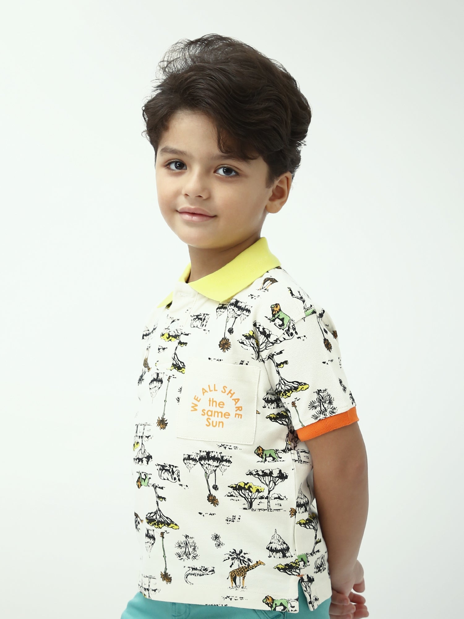 Polo garçon imprimé safari avec poche poitrine – POS24SAPI75381MB1