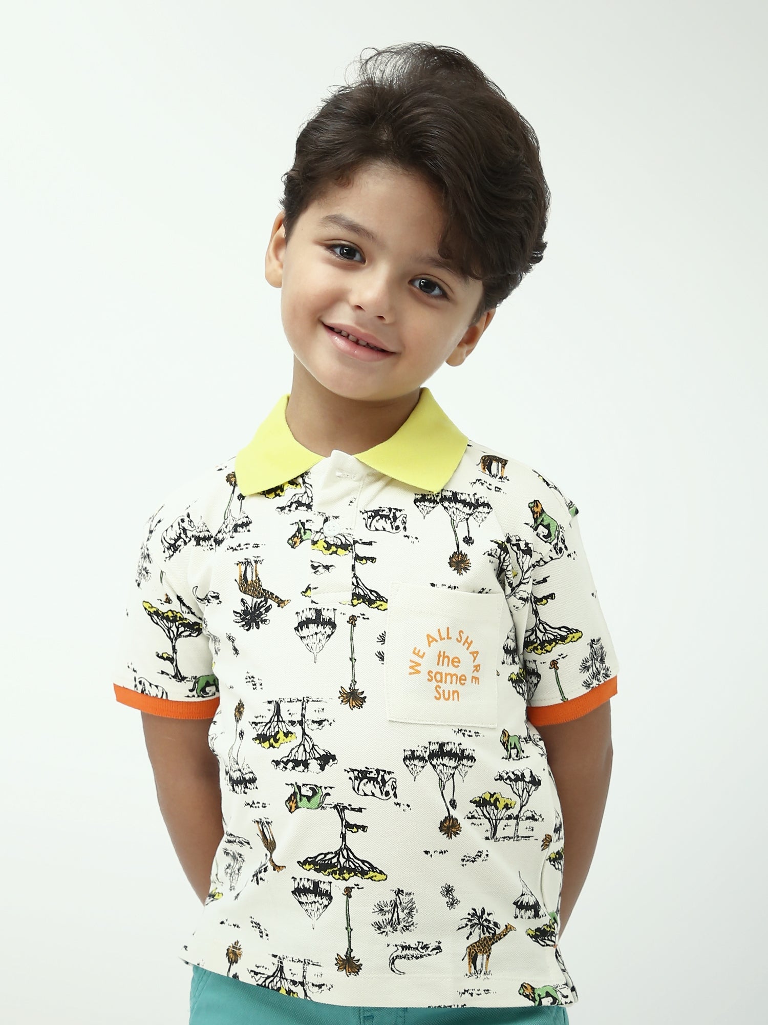 Polo garçon imprimé safari avec poche poitrine – POS24SAPI75381MB1