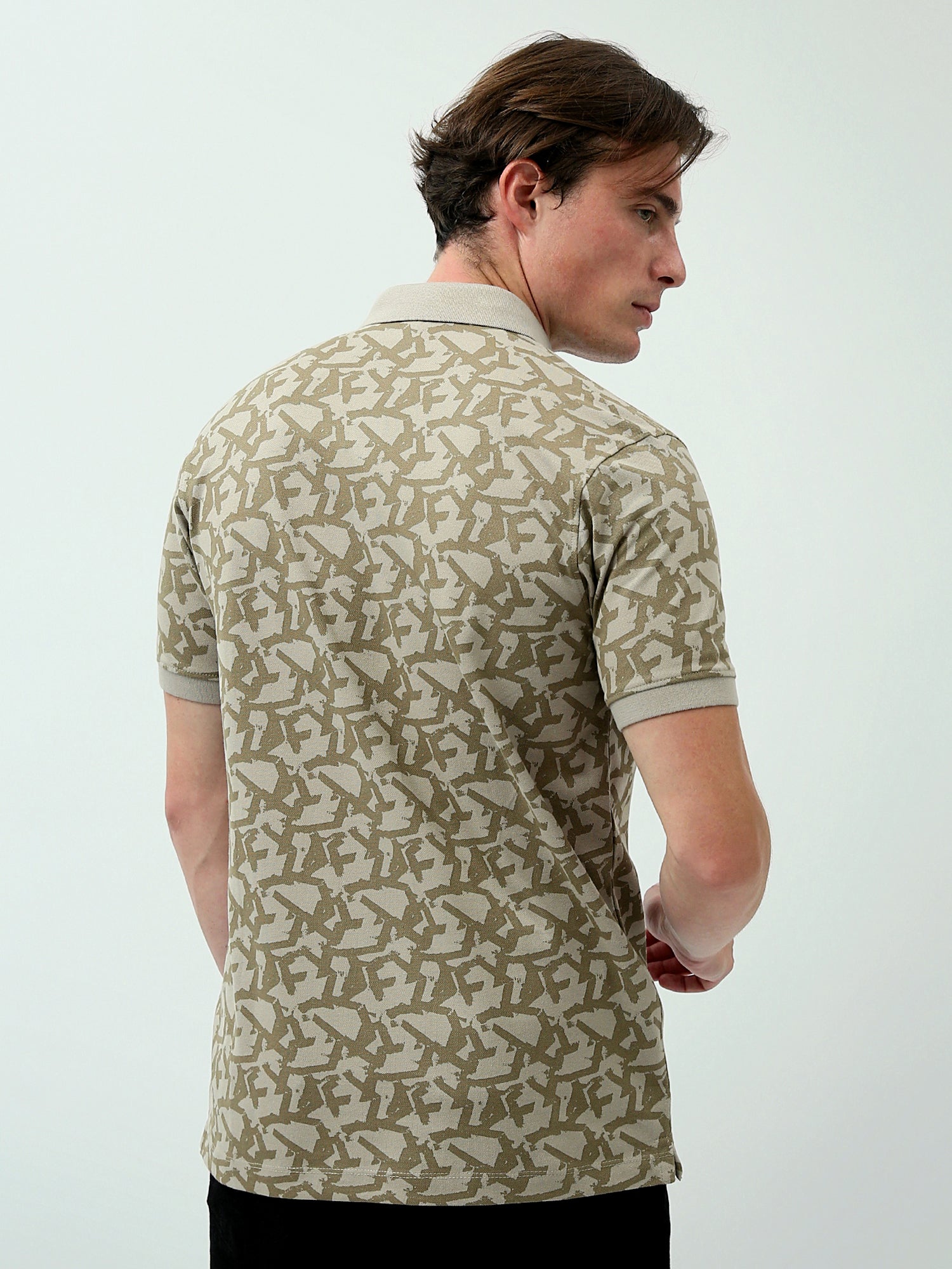 Polo Homme en Couleur Kaki avec Imprimé Distinctif – Style Élégant - POS24SAPR21778TM1