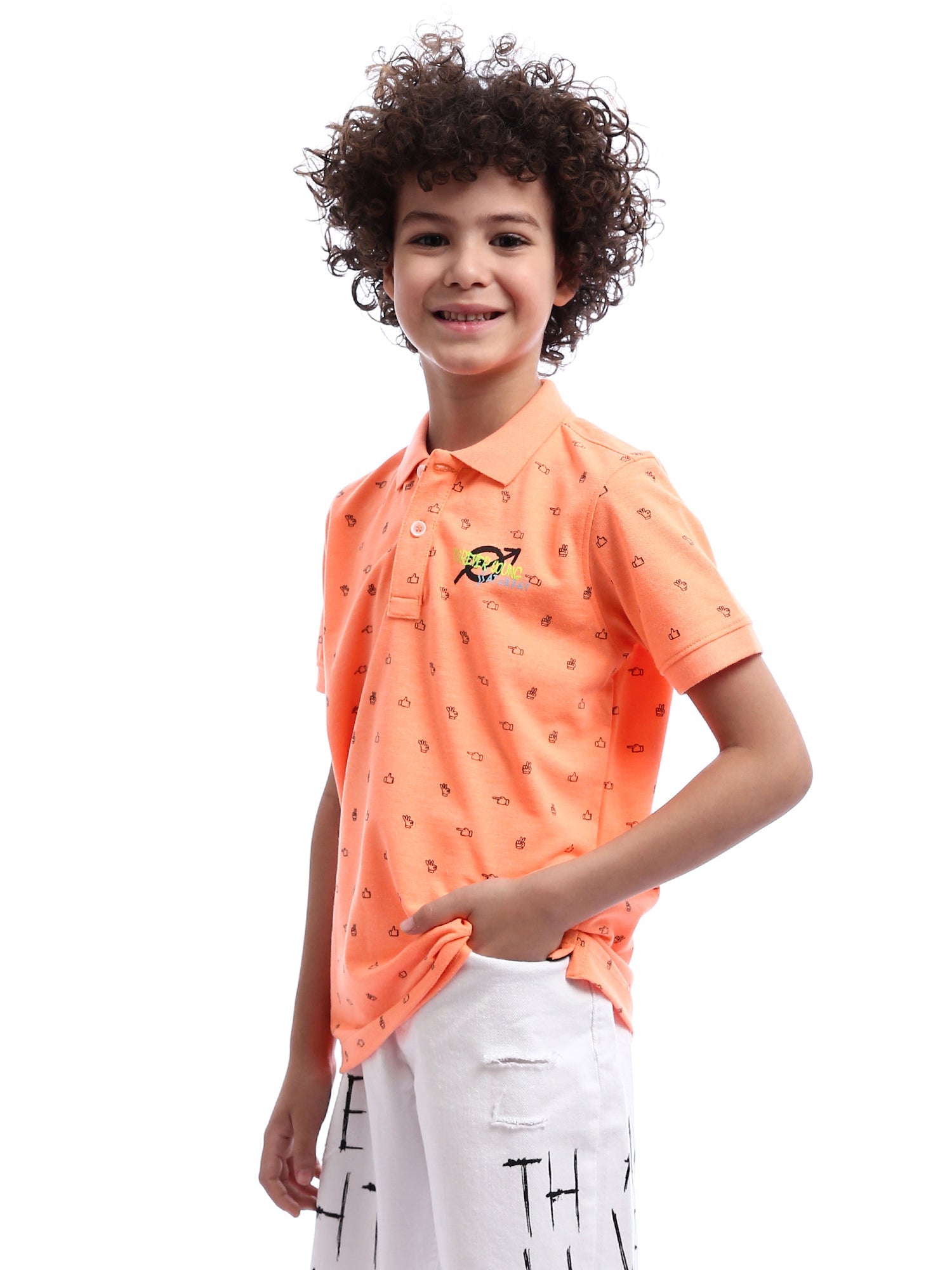 T-shirt polo pour garçon unique avec impressions - POS24SAPR31289TB1