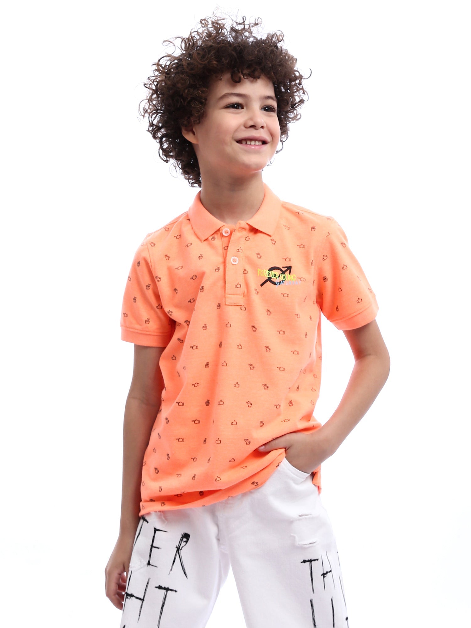 T-shirt polo pour garçon unique avec impressions - POS24SAPR31289TB1