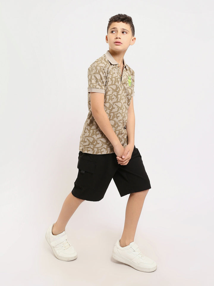 Polo enfant à motifs modernes avec logo distinctif - POS24SAPR31300TB1