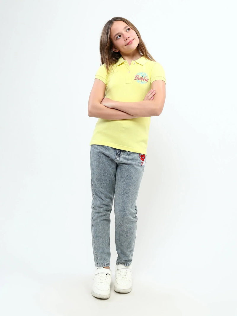 Polo ado fille Barbie en piqué de coton – manches courtes – POS24SAPR70595MR1