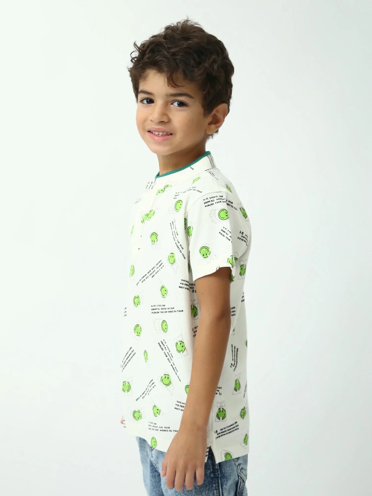 Polo garçon à motifs smiley – manches courtes - POS24SAPU75570MB1 - Justyol