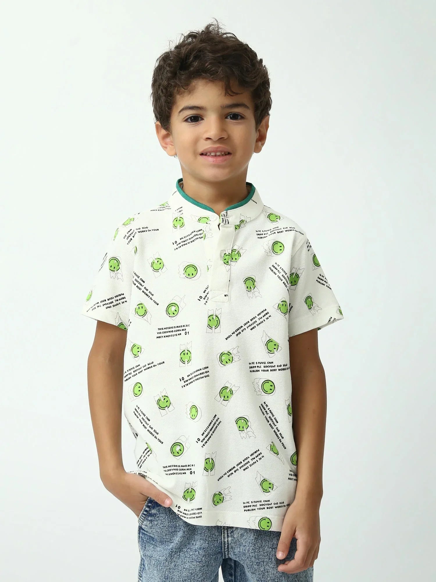 Polo garçon à motifs smiley – manches courtes - POS24SAPU75570MB1 - Justyol