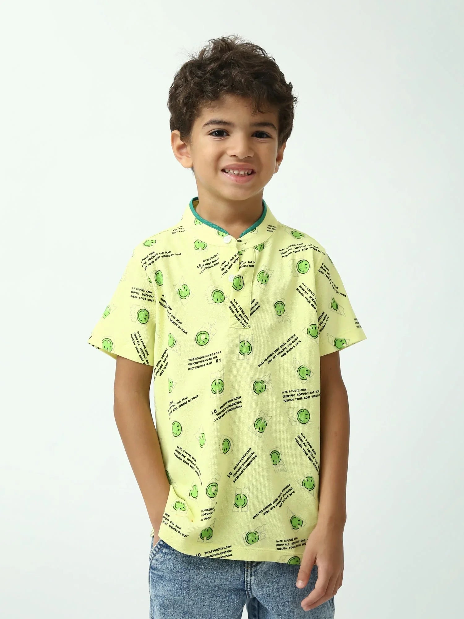 Polo garçon à motifs smiley – manches courtes - POS24SAPU75570MB1 - Justyol