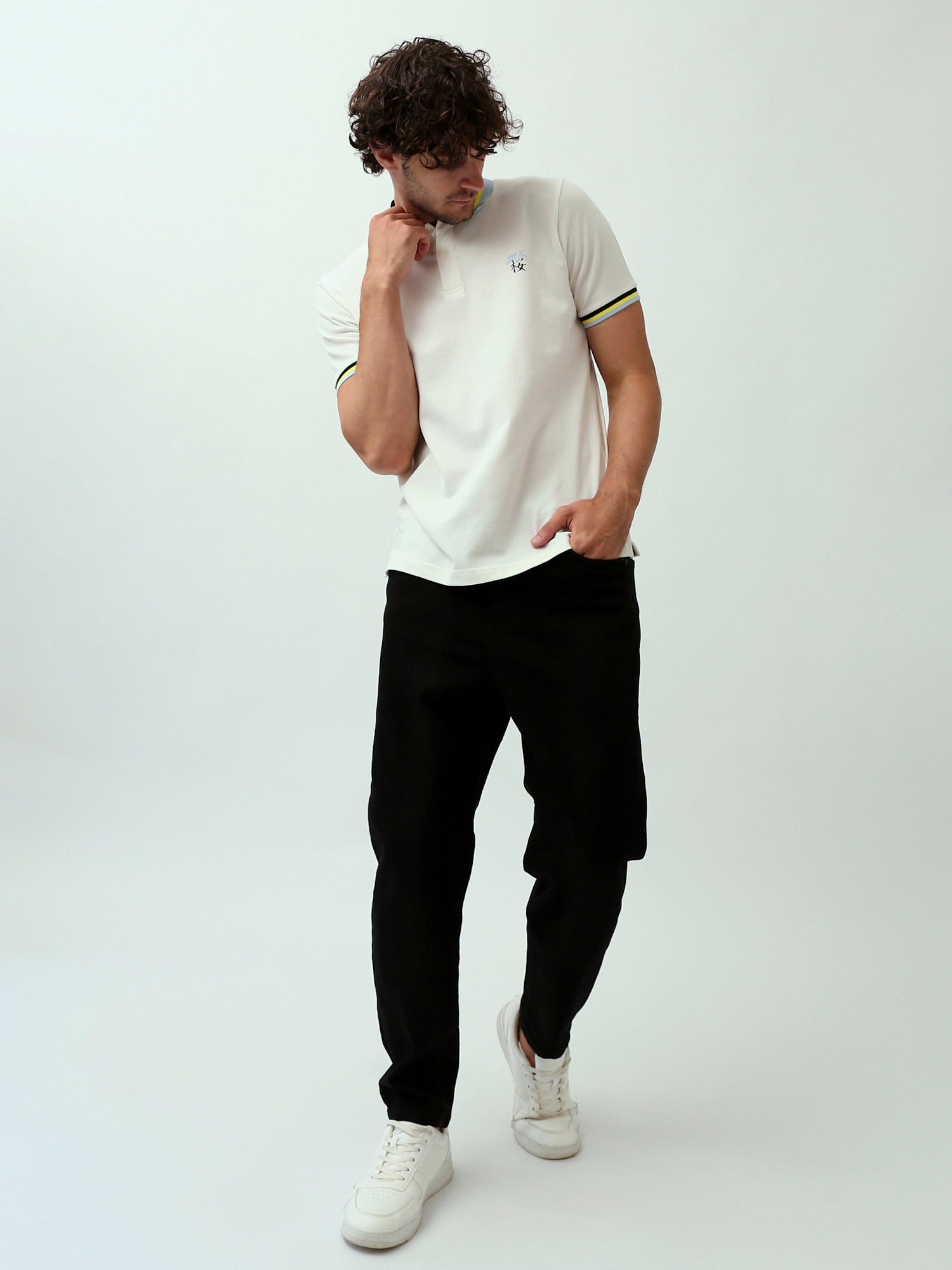 Polo pour homme au design moderne - À manches courtes avec impression de logo - POS24SBPR21907TM1