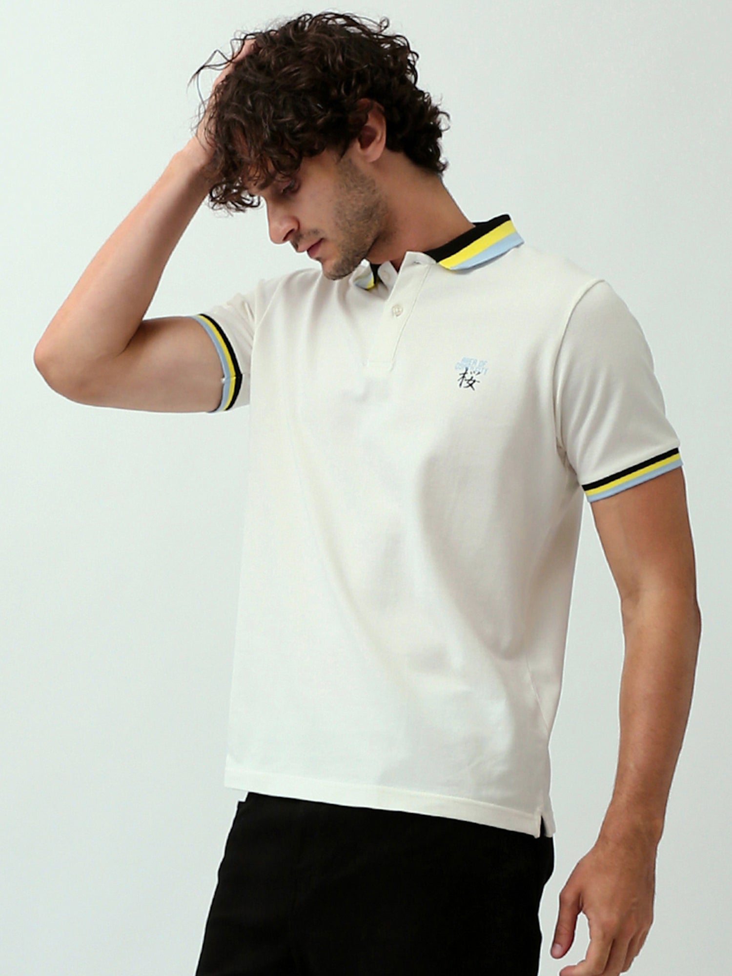 Polo pour homme au design moderne - À manches courtes avec impression de logo - POS24SBPR21907TM1