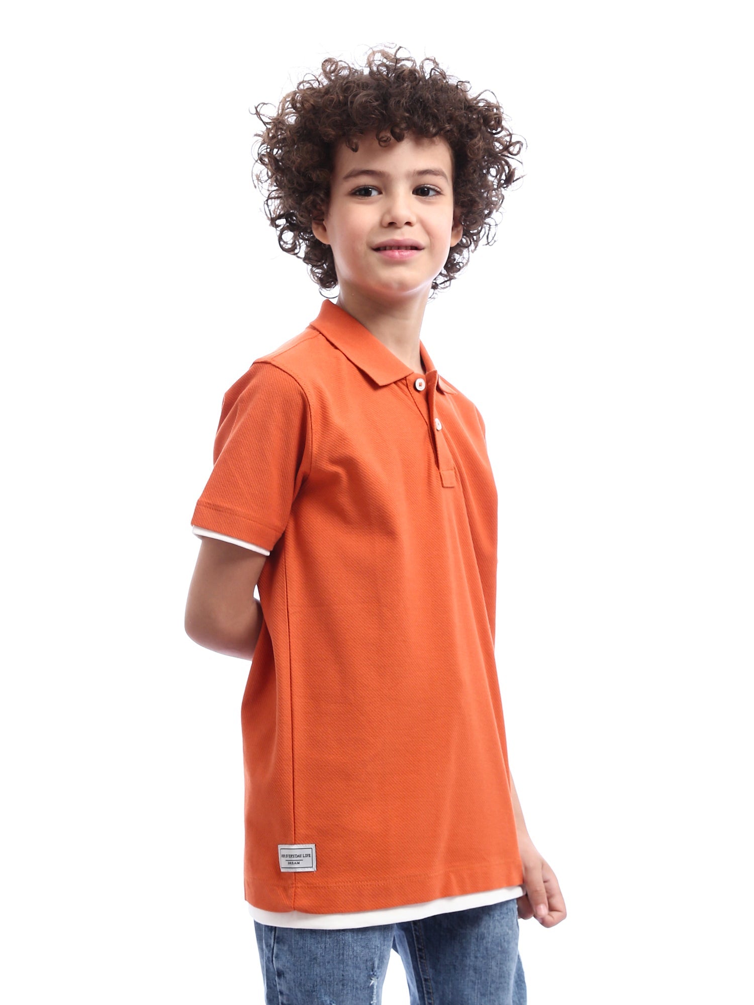 T-shirt polo pour enfants au design moderne avec boutons distinctifs - POS24SBTR21813TB1