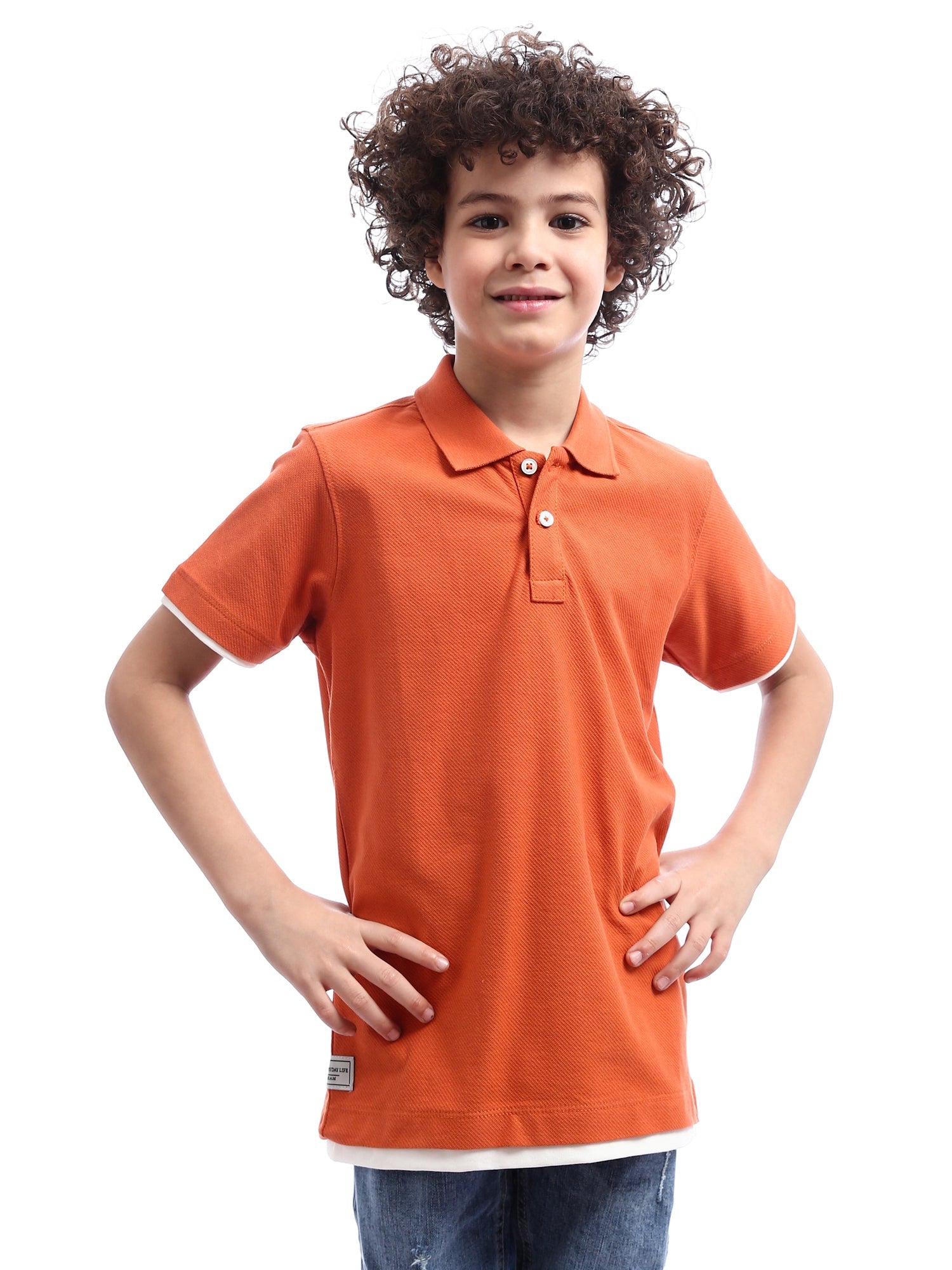 T-shirt polo pour enfants au design moderne avec boutons distinctifs - POS24SBTR21813TB1