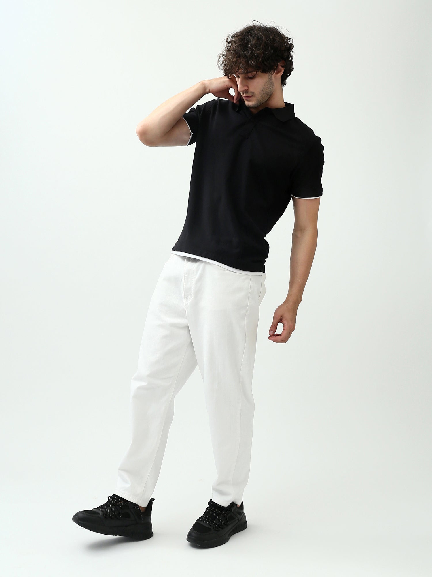 Polo pour homme avec bords blancs - POS24SBTR21813TM1
