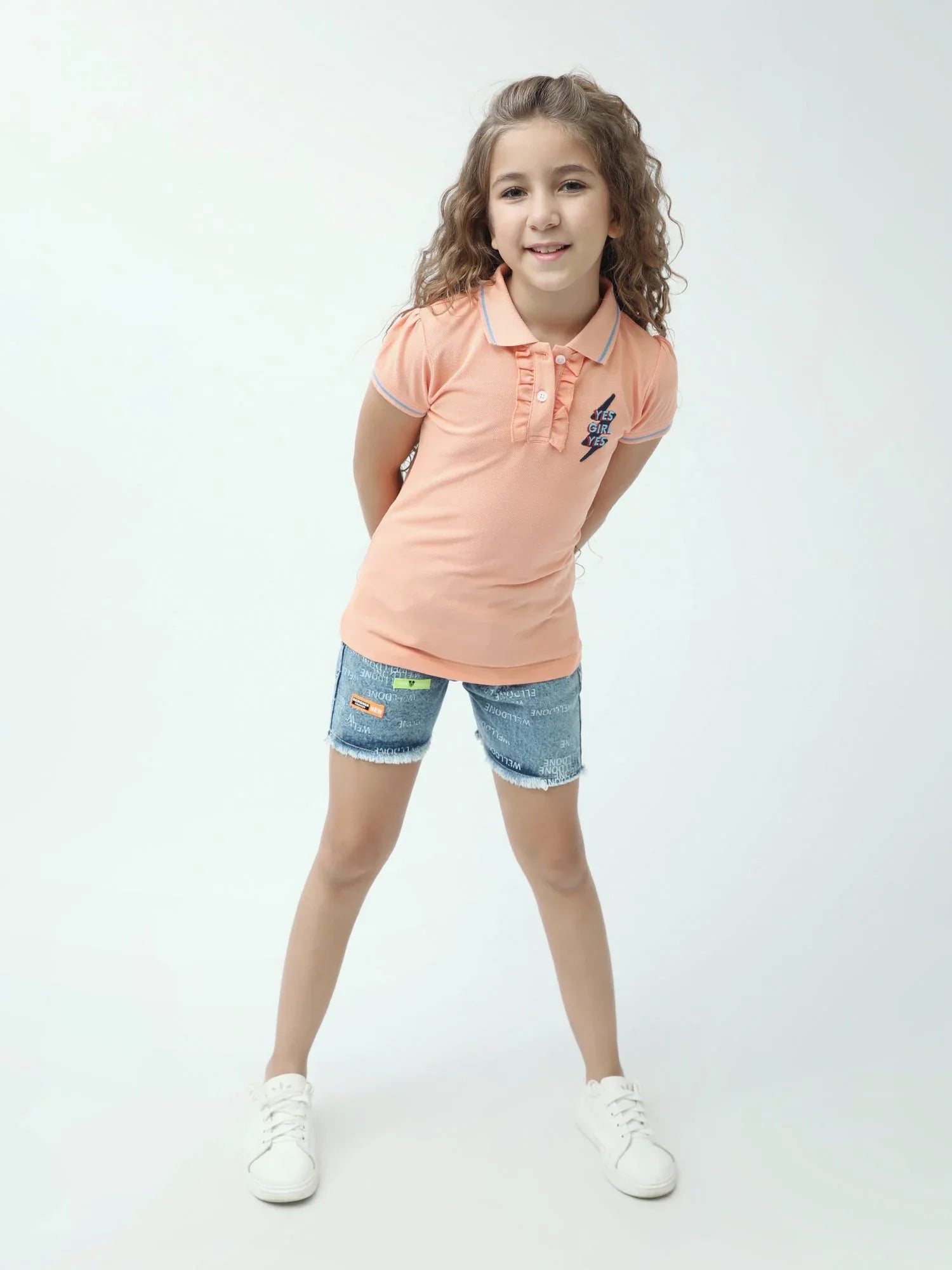 Polo ado fille YES GIRL YES avec volants col classique manches courtes - POS24SEPI71002MR1 - Justyol