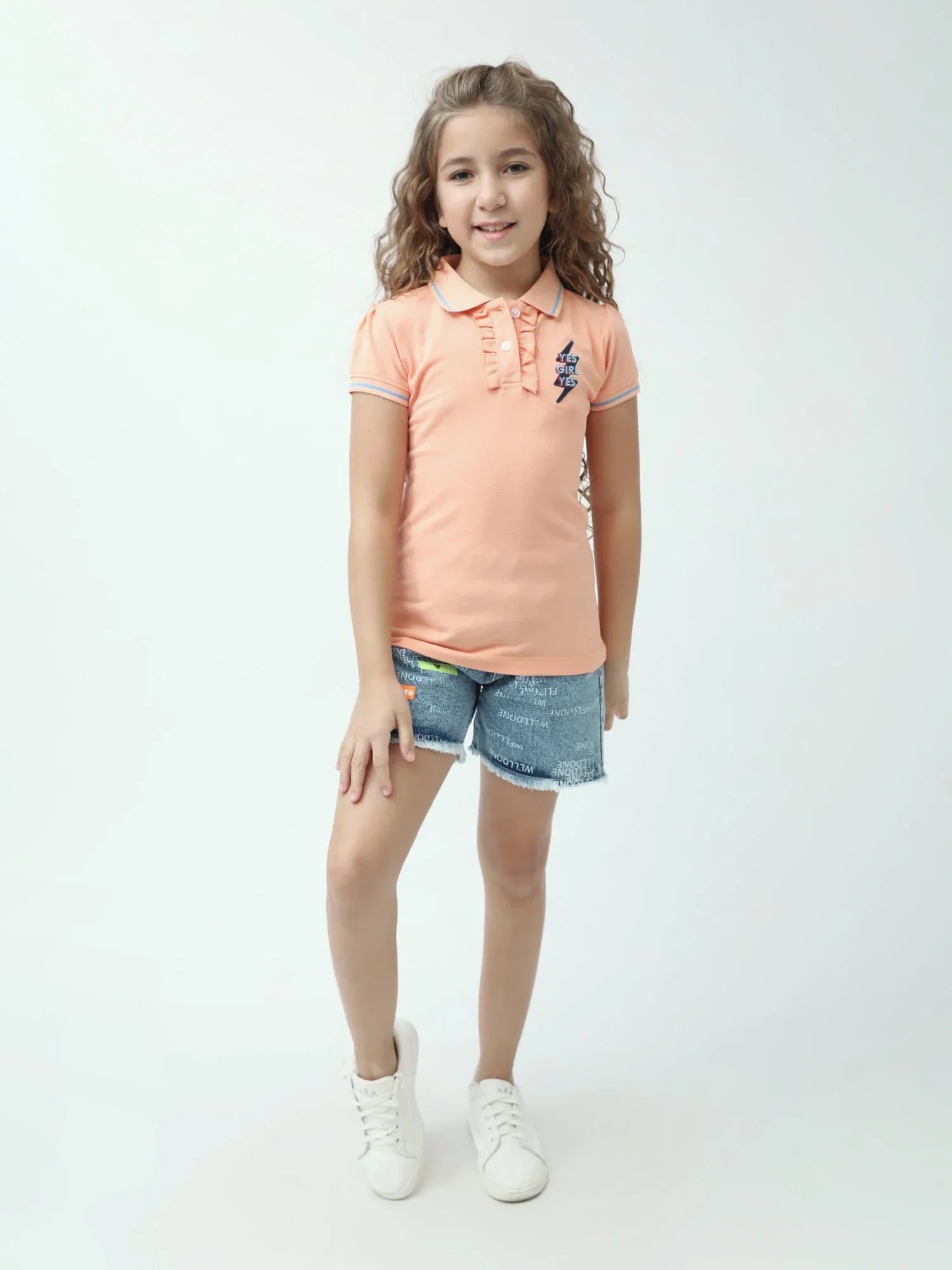 Polo ado fille YES GIRL YES avec volants col classique manches courtes - POS24SEPI71002MR1 - Justyol