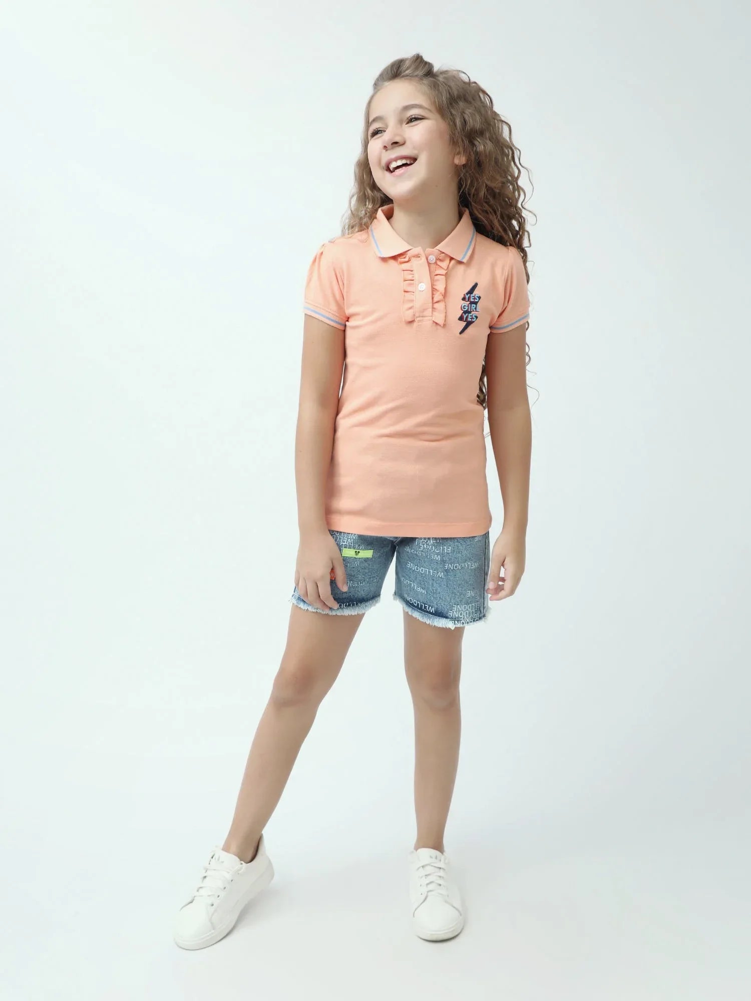 Polo ado fille YES GIRL YES avec volants col classique manches courtes - POS24SEPI71002MR1 - Justyol