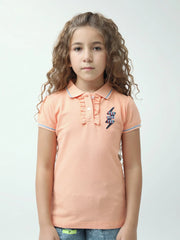 Polo ado fille YES GIRL YES avec volants col classique manches courtes - POS24SEPI71002MR1 - Justyol