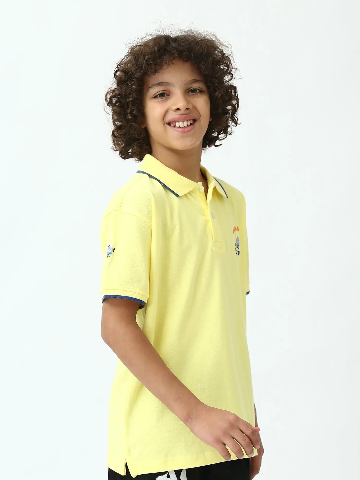 Polo ado garçon jaune manches courtes, col polo, broderie Summer Vibes - POS24SEPI75402MJ1 - Justyol
