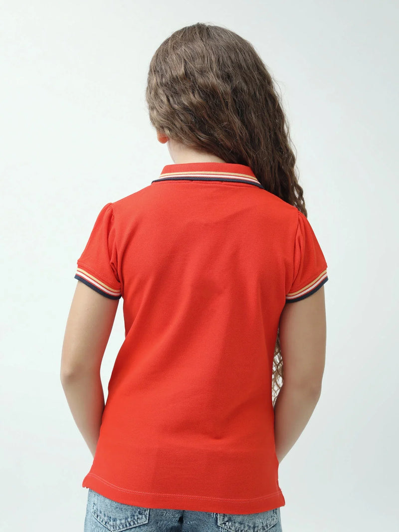 Polo ado fille rose à volants – col contrasté, manches courtes - POS24SEPR71006MR1
